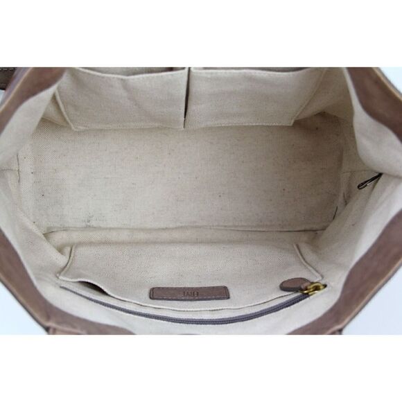 LARGE Frye TAN BROWN GENUINE LEATHER LOGO SHOULDER BAG HOBO TOTE HANDBAG PURSE - Picture 8 of 14